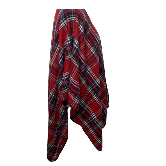 Woolrich Poncho Fleece Plaid Blanket Wrap Cape One Size - Picture 3 of 8